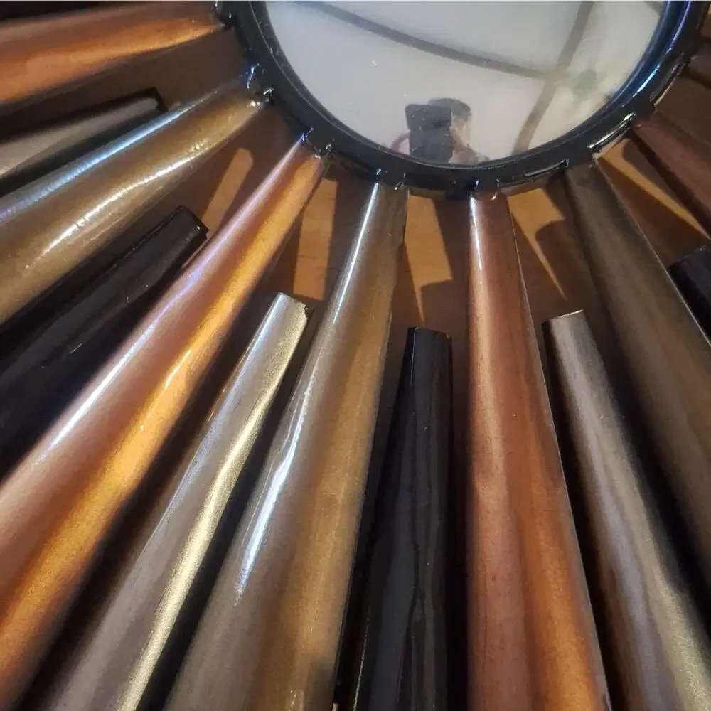Sunburst/Starburst Wall Mounted Accent Mirror, Metal Framed, Black Gold Bronze